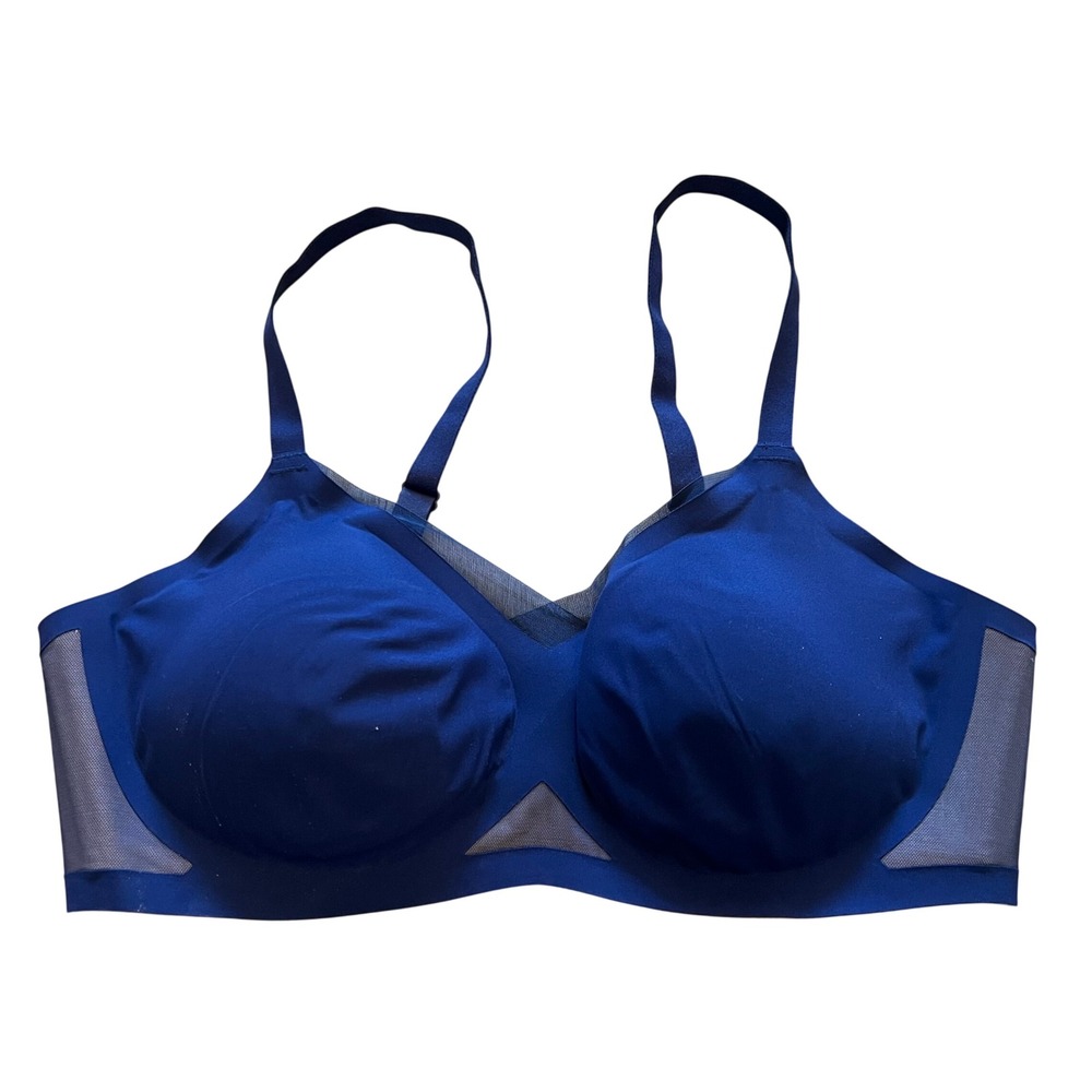 Honeylove Crossover Bra Sapphire Blue Wireless Mesh Size XL 38B/C 6964
